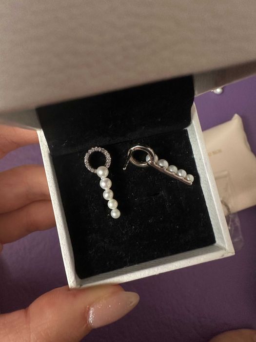 Cercei cu perle naturale 2.5-3+3-3.5+3.5 mm + argint 925