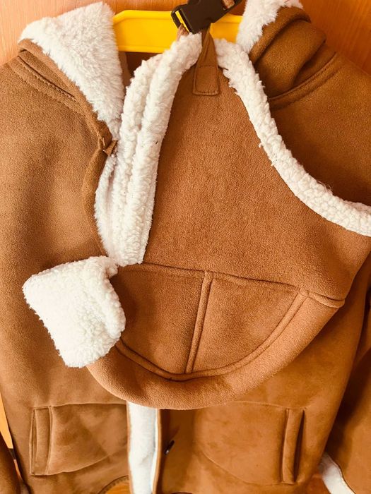 Palton si caciula din blana artificiala, Mango, fete, mar.140