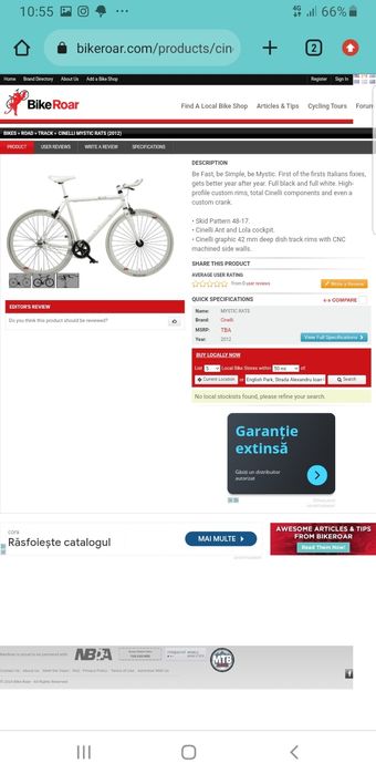 Bicicleta cursieră Fixie CINELLI MISTIC