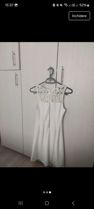 Rochie cununie civilă ivory cu dantelă, Pimprenel, mărimea S–M