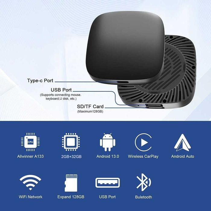 Adaptor USB Carplay Android Auto AI Box Wireless YouTube Netflix