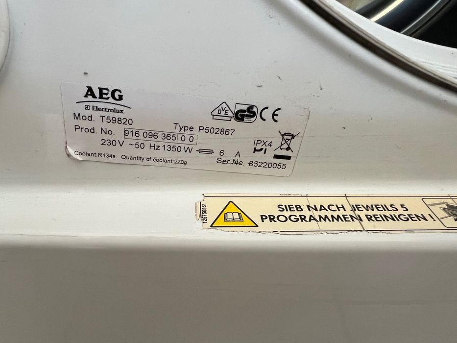 Сушилня AEG Electrolux-7 кг,термопомпа,мод:Т59820