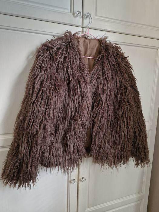 ново дамско палто косъм кафяв