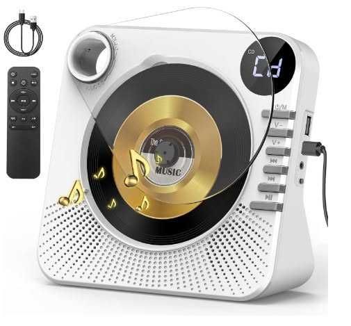 CD плейър Greadio CD86, Bluetooth 5.1, мултифункционален CD плейър с високоговорители, дистанционно управление, HiFi звук