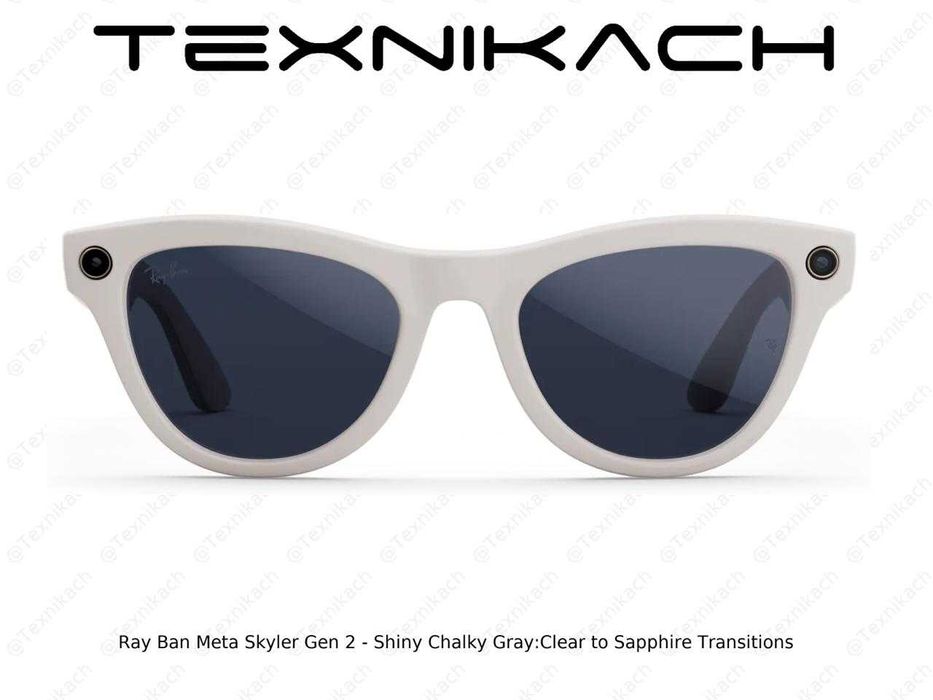 Ray Ban Meta Skyler Gen 2 - Shiny Chalky Gray/Clear to Sapphire