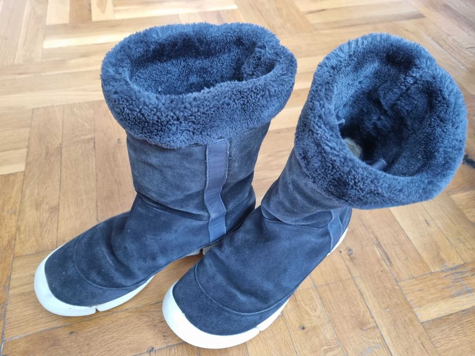 Дамски кожени ботуши Кларкс Clarks тъмносини