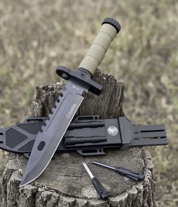Ловен нож тактическият+компас+кремък+точило Columbia USA за оцеляване ...