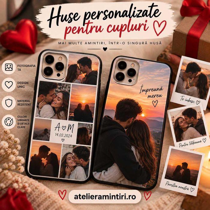 Husă Personalizată iPhone 11 12 13 14 15 16 17 Pro Max – Poză Cuplu, Iubit, Iubită, Cadou Aniversare