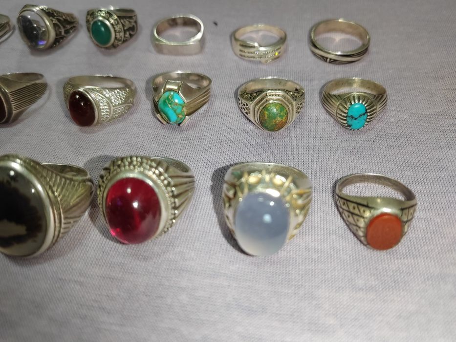 Серебряный кольцо и цепочка