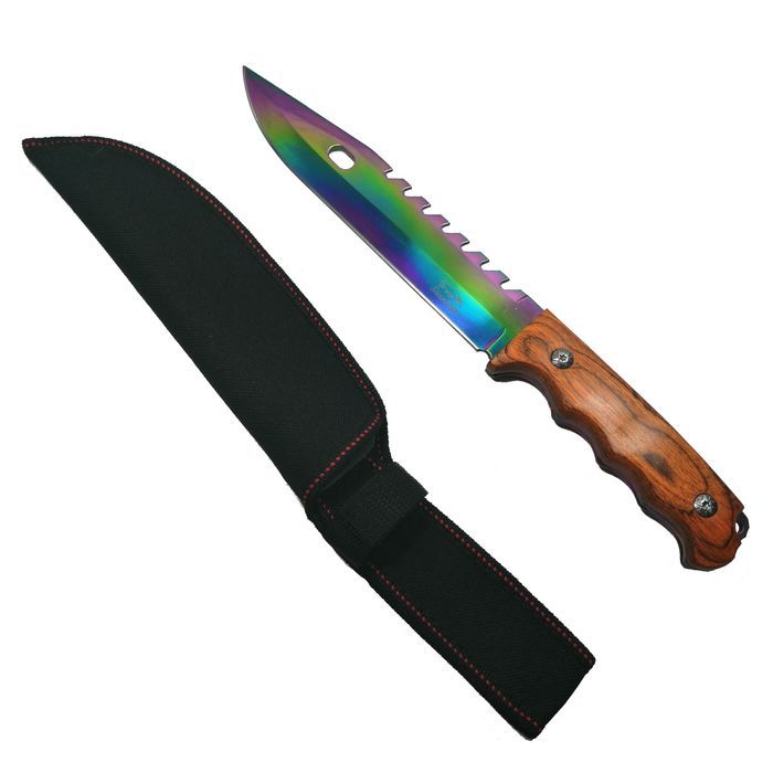 Cutit de vanatoare DEPOX®, Wood Rainbow, 33 cm, multicolor