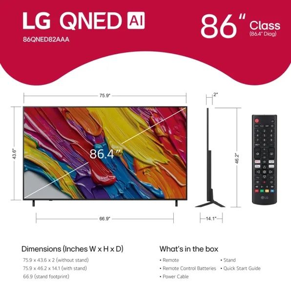 Телевизор LG AU75 86QNED82A6 NANO Smart TV AI 4K 2025 года