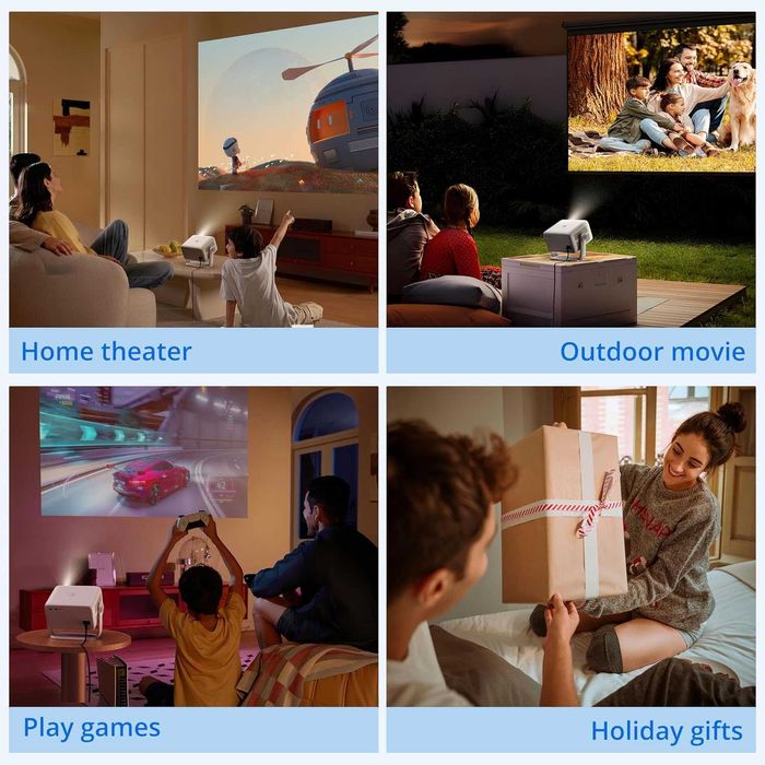 Xgody 4К интелигентен проектор, Регулируеми нива на яркост, Netflix