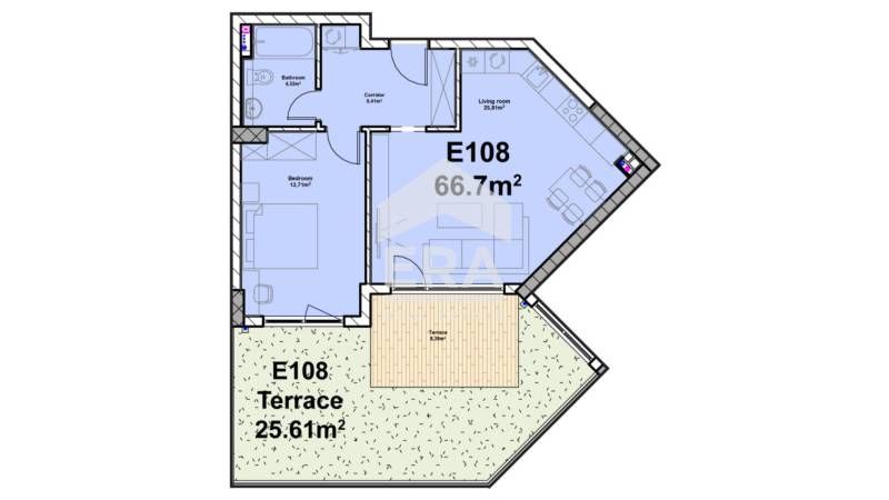Двустаен апартамент с просторна тераса в кв. Полигона