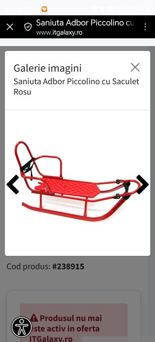 Sanie picolino cu sac rosie