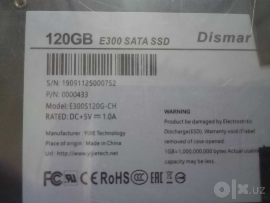 Sotiladi: Dismar E300 120GB SATA SSD + Tashqi USB korpus