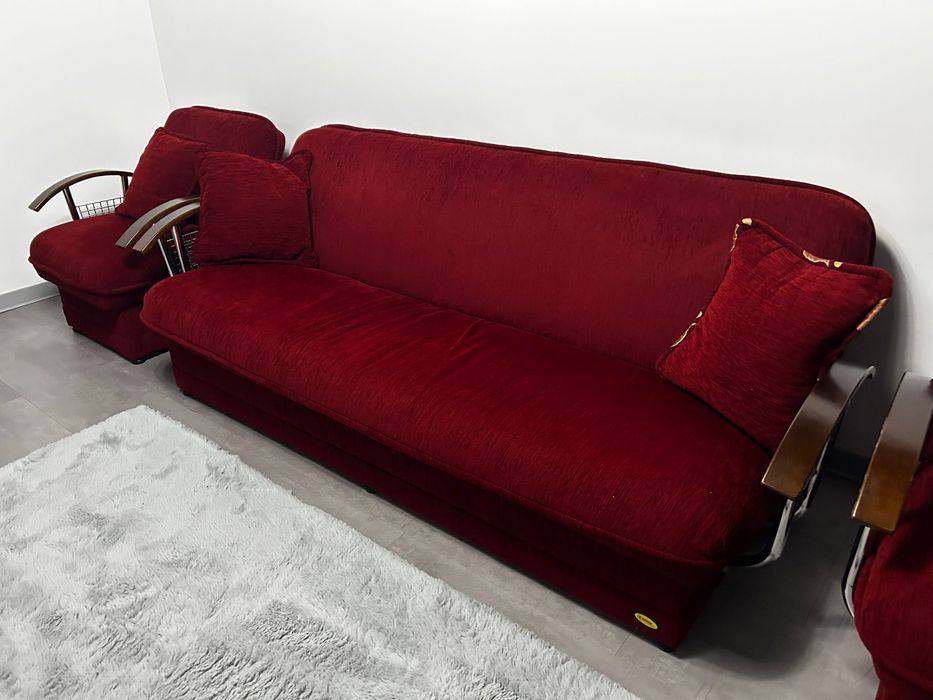 Canapea extensibila si fotolii cu lada de depozitare