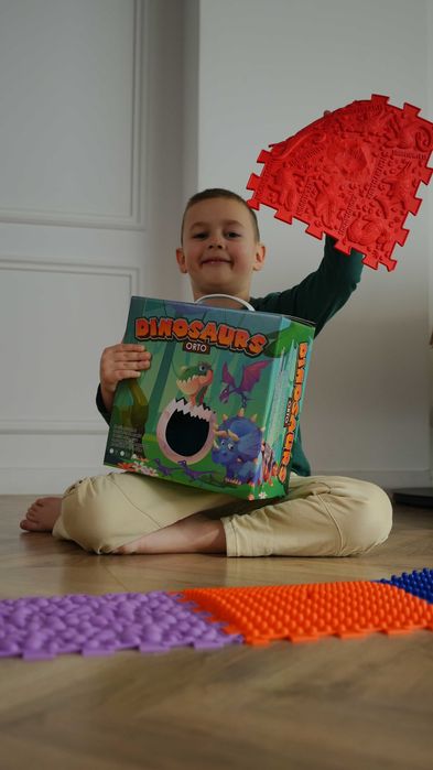 Ортопедично Сензорно масажно килимче / Орто пъзел килим „Dino“ 10 елемента