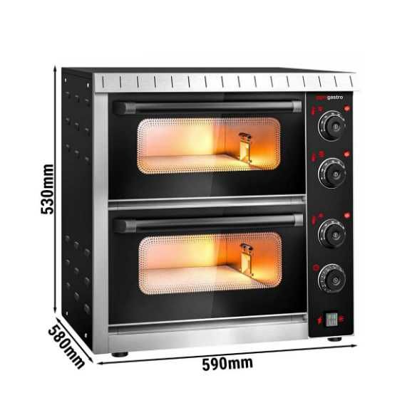 Cuptor electric mini pentru pizza – 4+4 x 20 cm – cu acționare manuală