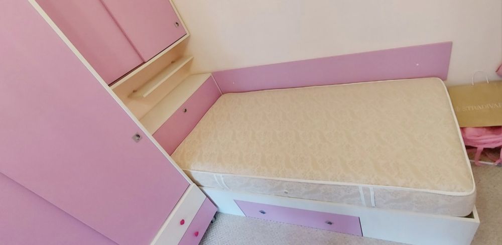 Pat de o persoana 2x1 cu Saltea Domus flex,somiera,cutie depozitare