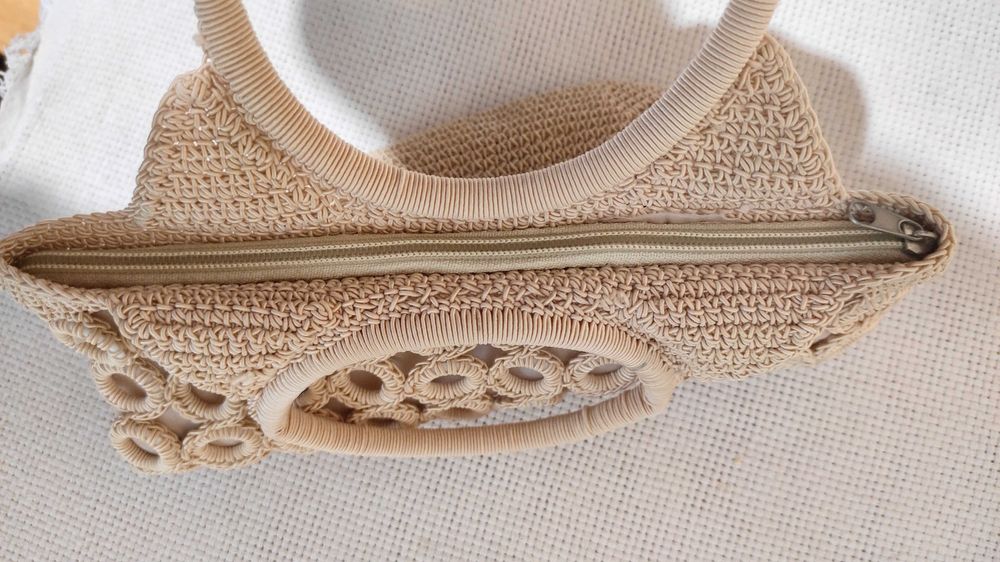 poseta geanta plasa lucrata manual inchidere fermoar NOUA