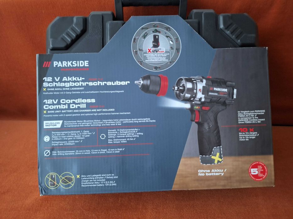Masina de insurubat si gaurit 12V Parkside PSBSAP 12 A1, cu percutie, fara acumulator si incarcator