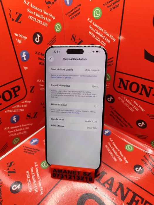 iPhone 16 Pro Max (256Gb/131 Cicluri) Amanet SZ Non Stop