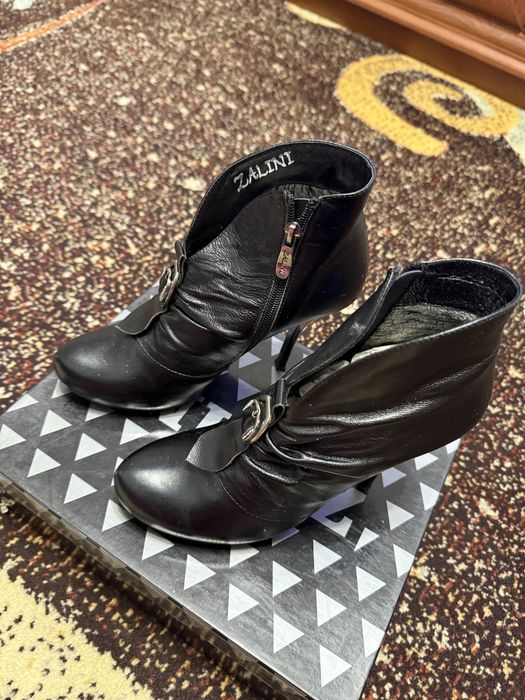 Ботильоны, черные, натульная кожа