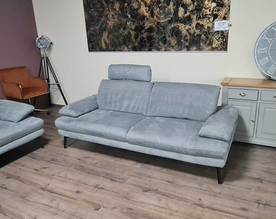 Сив комплект дивани от плат ъглов диван и тройка "Dieter Knoll"