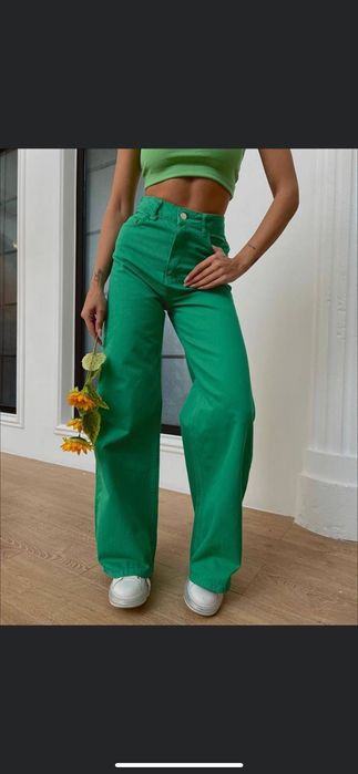 Промо бели и зелени дамски дънки