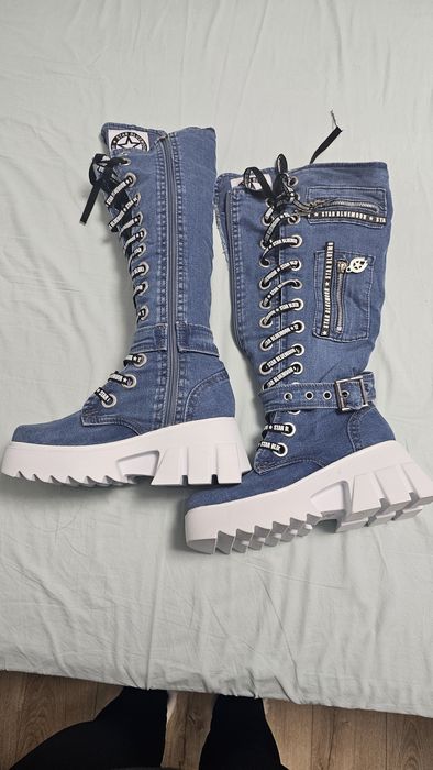 Cizme damă de blugi pana la genunchi