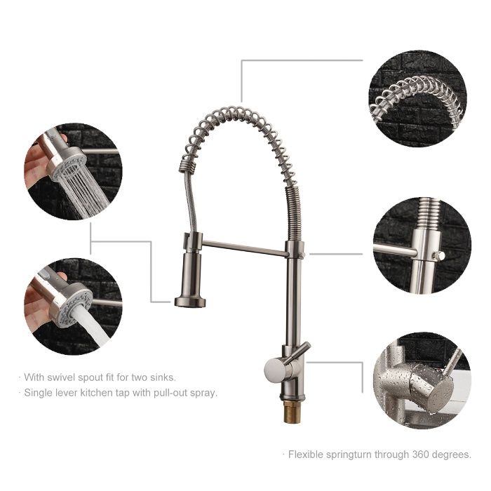 Месингов смесител за чешма - с гъвкаво рамо и два режима на струята