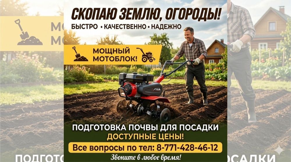 Вскопаю землю, огород.