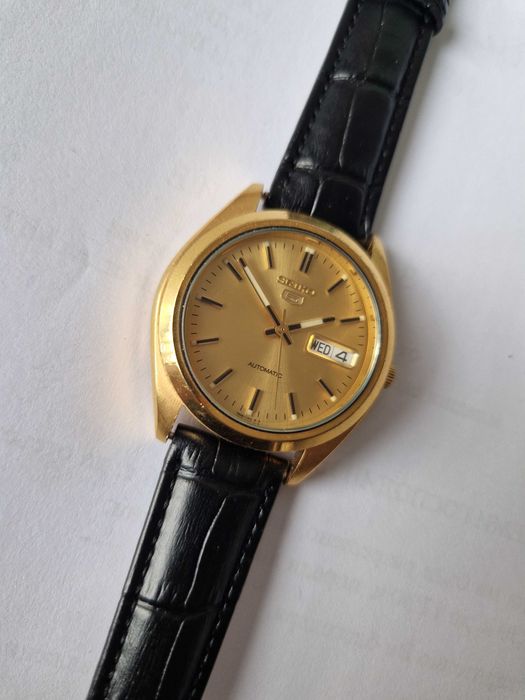 SEIKO 5, Automatic 7s26, 21 jewels Japan; Почти нов часовник! PVD Gold