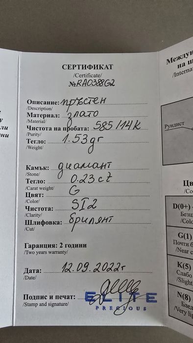Годежен пръстен с диамант 0.23 ct – 14К злато (585)
