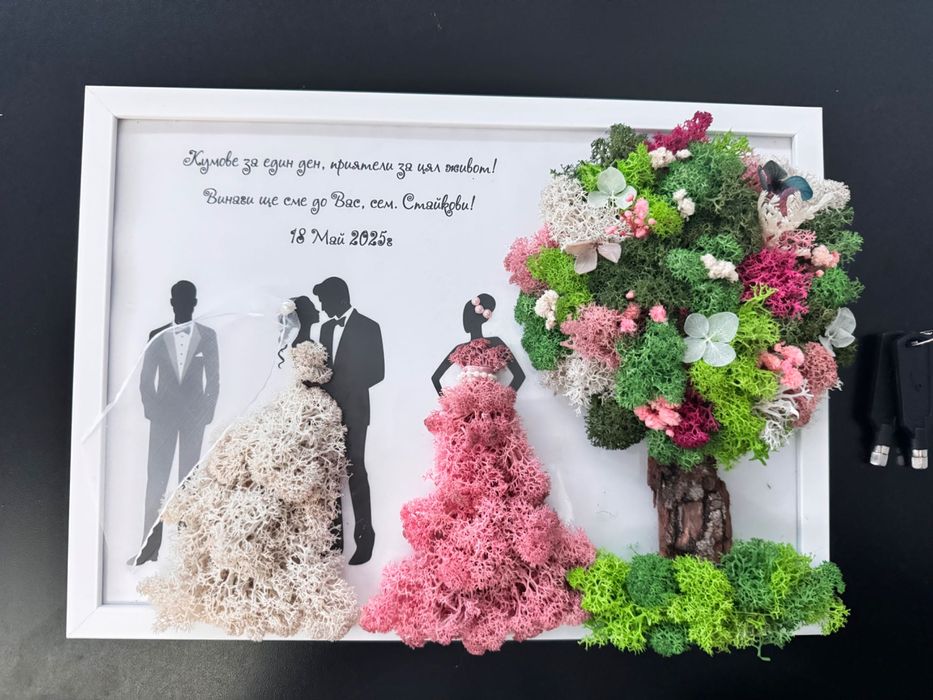 Картина със скандинавски мъх за сватба