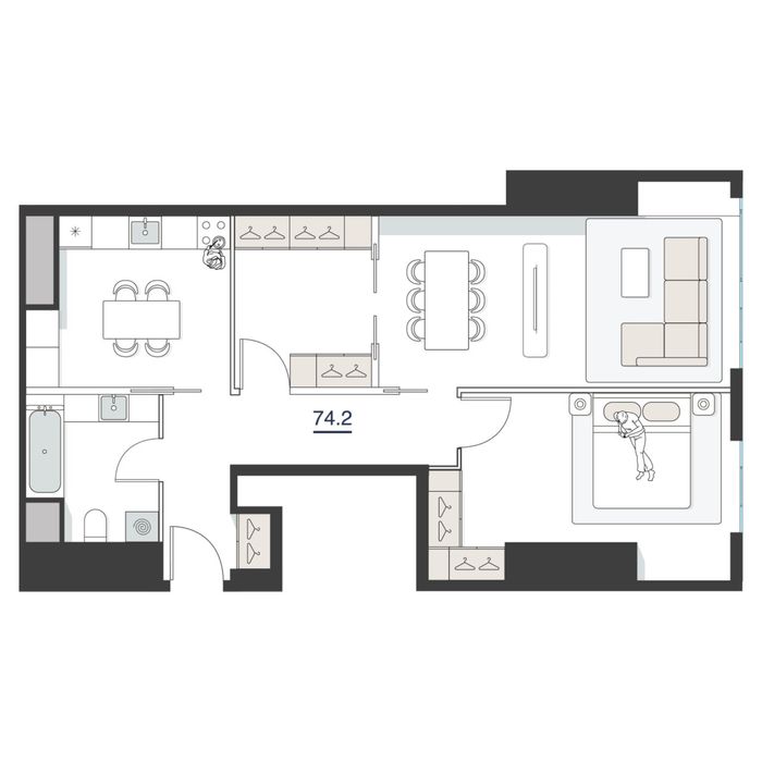 ПРОДАЁТСЯ КВАРТИРА ЖК Nest One 74,2м2 23-этаж Вид на Консерватория