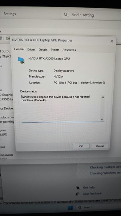 Laptop HP ZBook Fury 15.6 G8, i7-11850H, Nvidia RTX A3000, partial defect