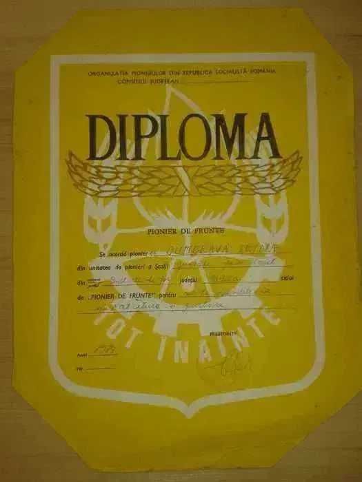 Diplome acordate pionierilor perioada RSR pentru colectionari