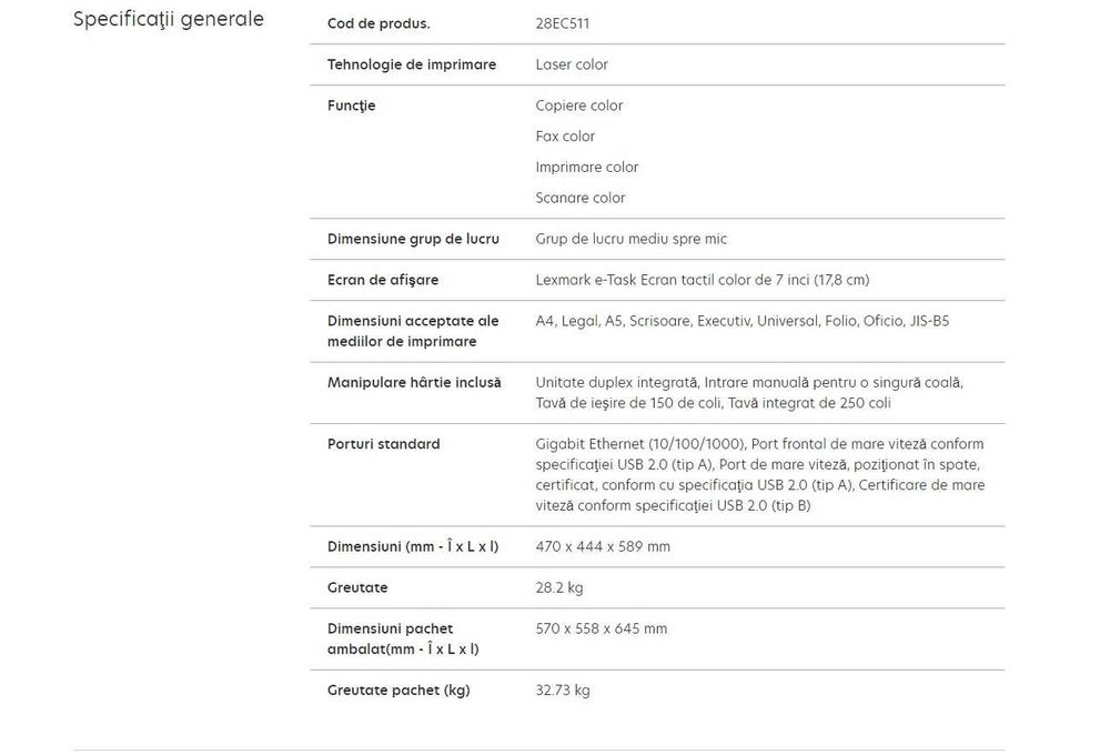 NOU! Imprimanta laser color multifuntionala Lexmark CX517DE