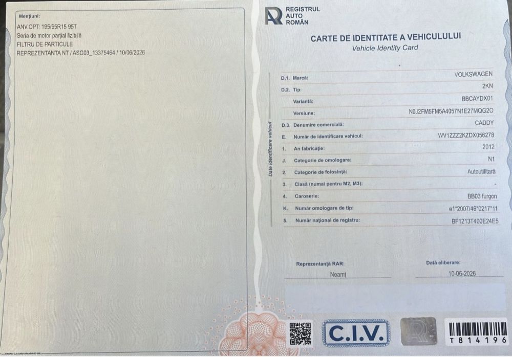 VW Caddy 2013 Euro 5