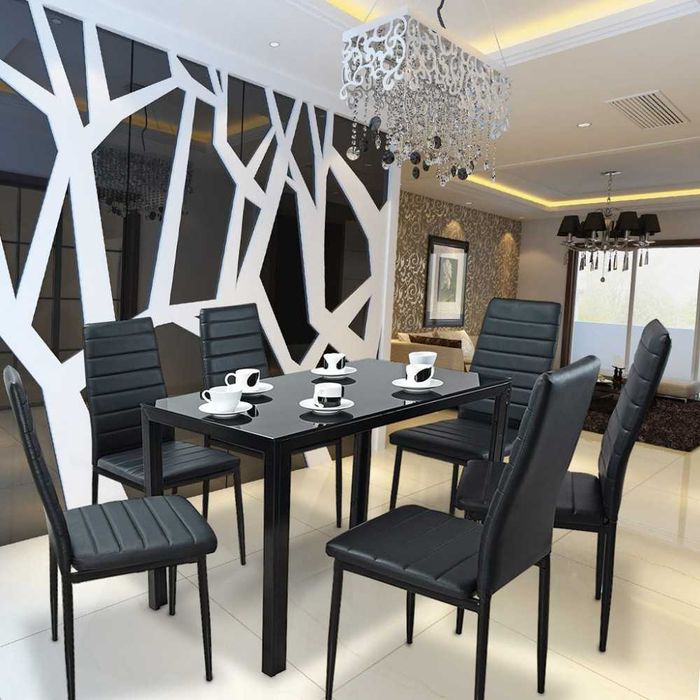 Модерен разкошен 6 стола изкуствена кожа, стол за трапезария и кухня