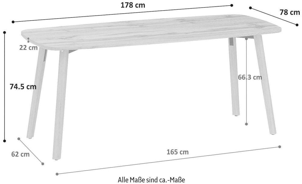 Masa Fusse, blat aspect lemn, 178 cm