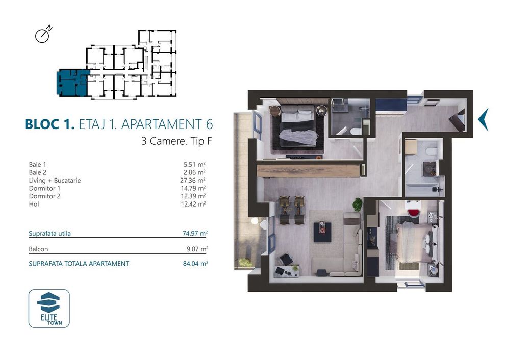 Elite Town Timisoara - Apartament 3 camere | TORONTALULUI