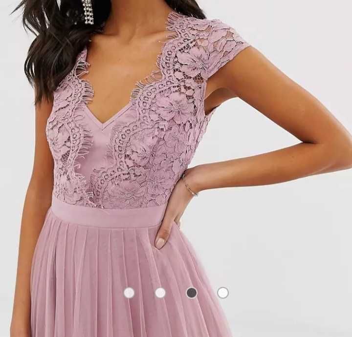 Rochie Asos midi ocazie, roz pal (dusty blush), masura M, EU 40