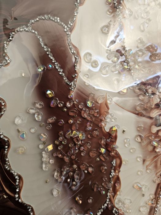 Луксозна 3D картина с кристали и златна рамка – Цвете