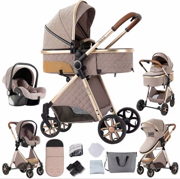 Carucior Carut Bebe Bebelus 3 In 1 Landou Scoica Pliabil Smart Multifunctional Aluminiu NOU