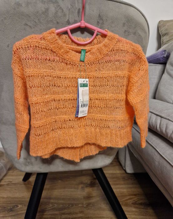 Pulover Benetton cu mohair 1-2 ani nou