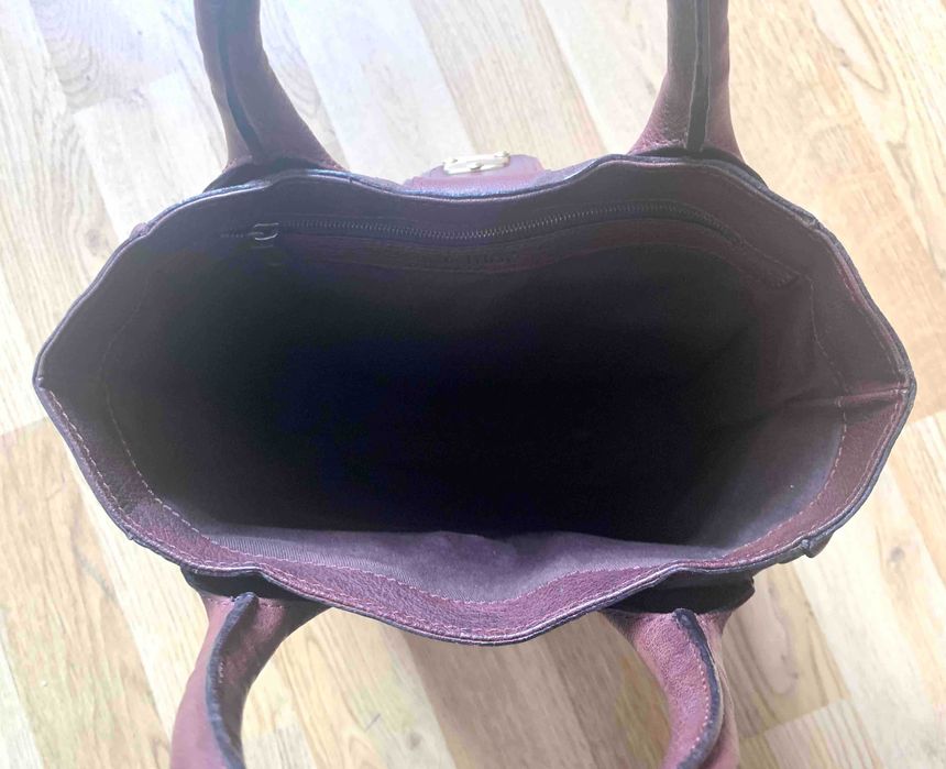 Auth Chloe Geantă Chic Verticală Piele Maro Tip Shopping Original