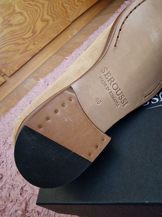 Mocasini loafers din piele intoarsa bej