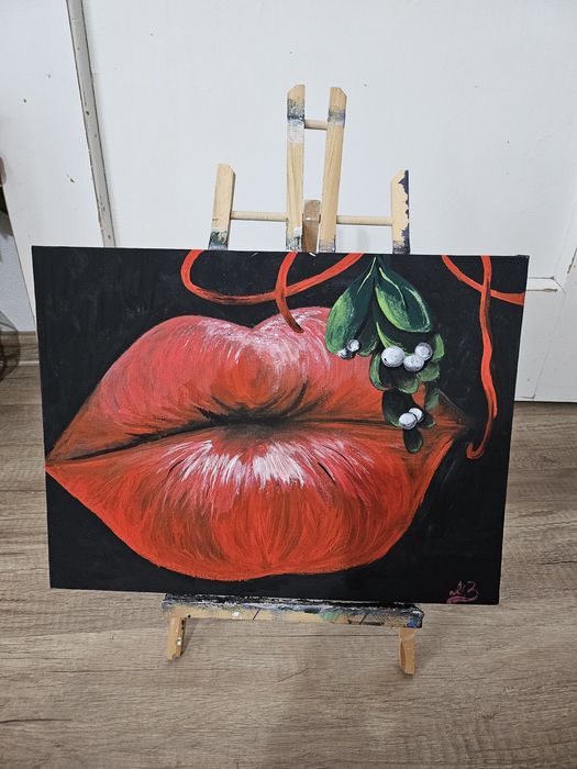 "Зимен паун – ръчно рисувана акрилна картина"